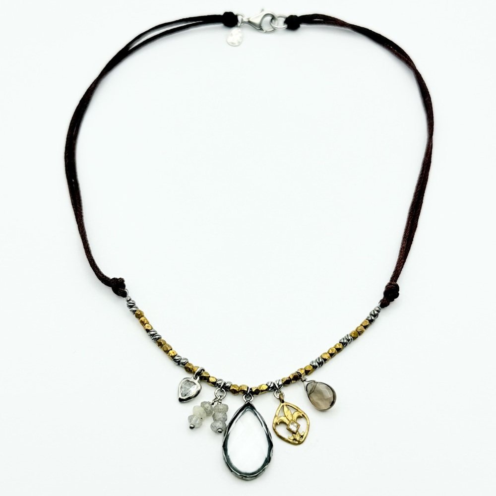 Silpada Raindrop Sterling Silver Necklace - N2341 Brown Cord